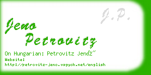 jeno petrovitz business card